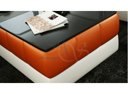 Mesa de centro de diseñador, mesa acolchada, mesa de cuero de vidrio, mesas de vidrio #SBA1A