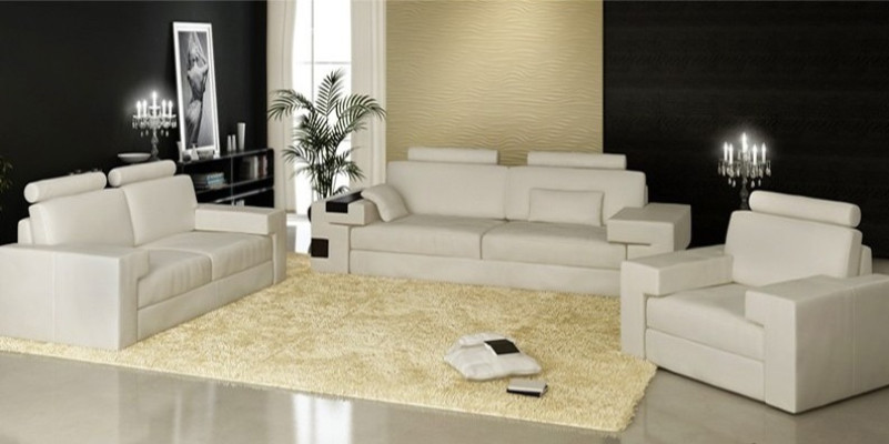 Sofá de cuero Conjunto de sofá 3+2+1 sofá Asiento Acolchado Conjunto de sofá Nassau B