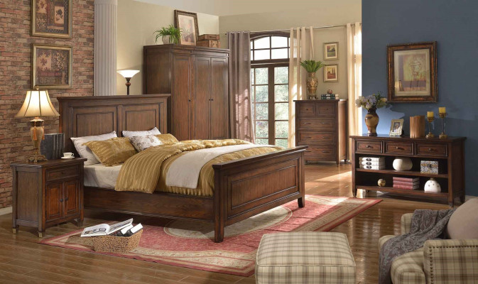 Cama Mesita de noche Armario de ropa 7 piezas. Conjunto de dormitorio de diseño de lujo. Sets de camas