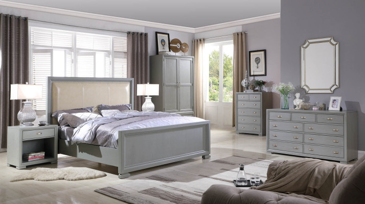 Cama mesita de noche cómoda 6 piezas set de dormitorio diseño moderno de lujo