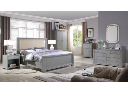 Cama mesita de noche cómoda 6 piezas set de dormitorio diseño moderno de lujo