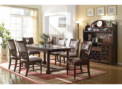 Juego de comedor Mesa de comedor 6 sillas Aparador Mesas Madera Diseño Conjunto Grupo 9 piezas
