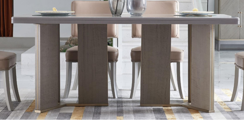 Muebles de diseño de madera Mesa Asientos Comedor 6 sillas Juego de 7 piezas Conjunto Nuevo