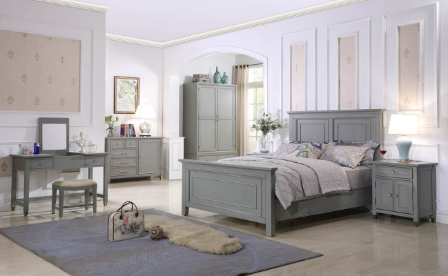 Dormitorio Muebles Conjuntos completos Cama Mesita de noche Armario Mesa Nuevo 6 pzs.
