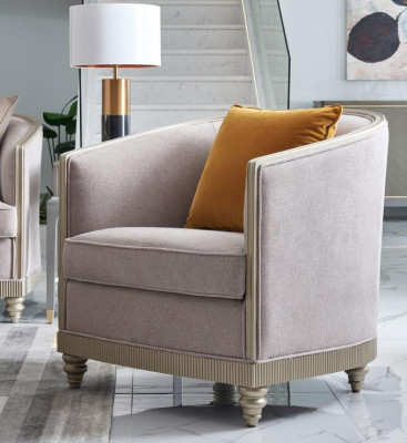 Sofá de diseñador con asientos acolchados 3+1+1 beige conjunto de tela de sofá de terciopelo nuevo.