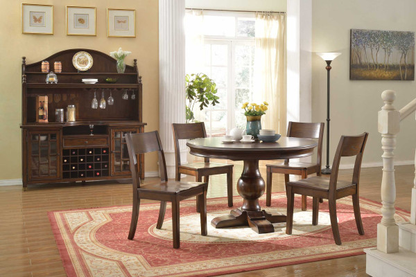 Juego completo de comedor con mesa, aparador y 4 sillas. Nuevo set de 7 piezas de mesa de comedor de madera.