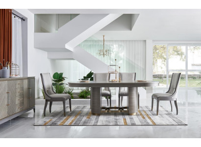 Mesa de comedor de lujo con 6 sillas con respaldo, grupo completo de estilo Dubai.
