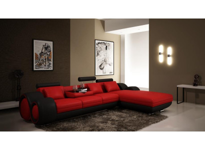 Sofá de esquina con diseño patentado, sofá, sillón, tapizado de cuero, esquina BERLIN, conjunto de sala de estar.