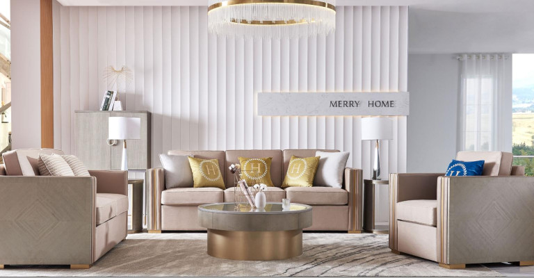 Sofá de diseñador con cojines, de 3 plazas y 1 plaza, color beige, juego de sofás de acero inoxidable, nuevo.