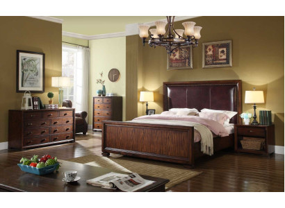 Conjunto de dormitorio completo de 4 piezas, diseño moderno de lujo, cama, 2 mesitas de noche.