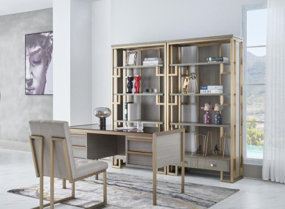 Alta calidad Diseñador Oficina Mobiliario Estilo Muebles Mesa Silla Vitrina de 4 piezas.