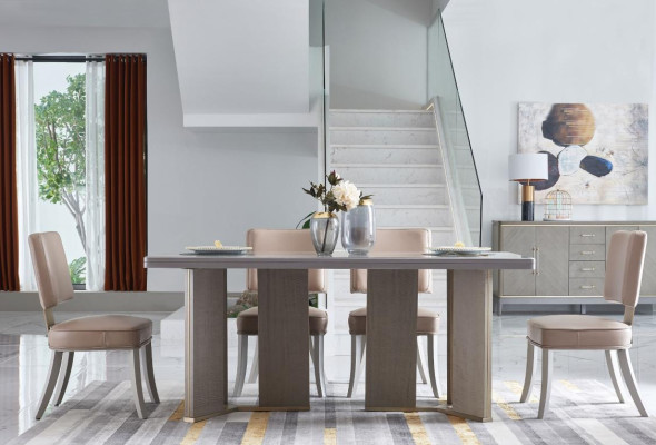 Silla 6x Sillas Grupo Set Sala de estar - Comedor Juego de muebles Madera Respaldo Cuero Textil Nuevo