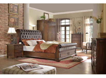 Dormitorio Cama Mesitas de noche Juego de 3 piezas Lujo Camas Madera Cama doble Nuevo