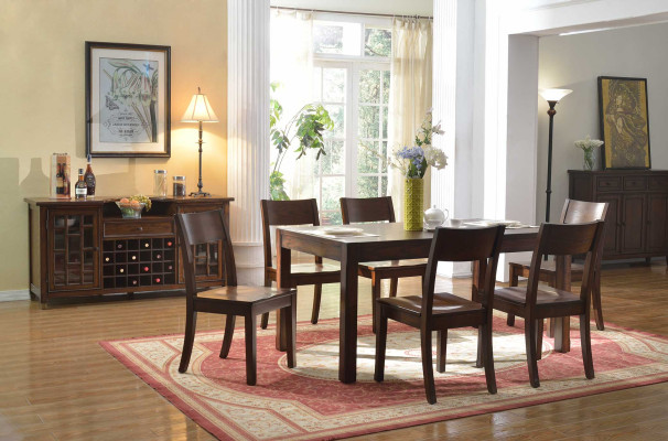 Conjunto de mesa para comer 6 sillas Grupo de mesa para comer Mesas de madera de 7 piezas