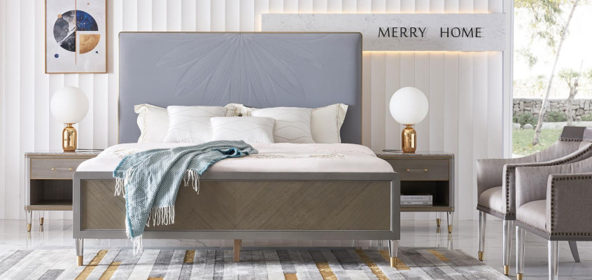 Cama 2x Mesita de noche 3 pzas. Juego de dormitorio Diseño Decoración Moderno Lujo Camas.