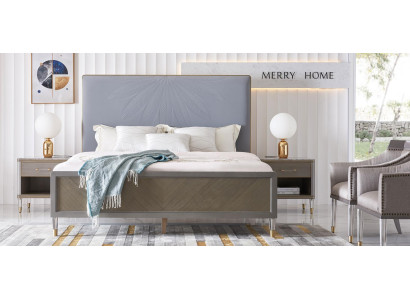 Cama 2x Mesita de noche 3 pzas. Juego de dormitorio Diseño Decoración Moderno Lujo Camas.
