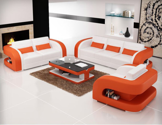 Sofá de esquina de 3+2+1 cuero Sofá Couch Sofas de diseñador Paisaje de vida Bergamo