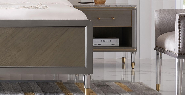 Cama 2x Mesita de noche 3 pzas. Juego de dormitorio Diseño Decoración Moderno Lujo Camas.