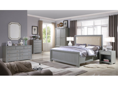 Cama 2x mesita de noche 3 piezas. Juego de dormitorio Muebles de cama Chesterfield 180x200cm