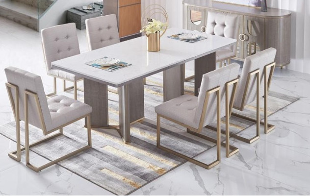 Conjunto completo de comedor 6x sillas de respaldo Grupo de sillas