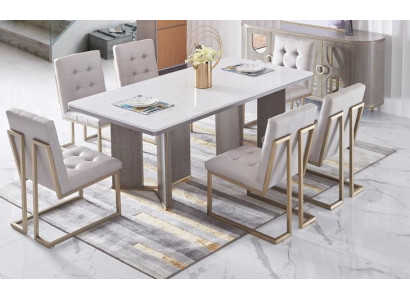 Conjunto completo de comedor 6x sillas de respaldo Grupo de sillas