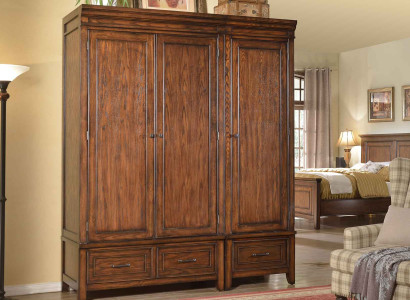 Armario 2x Armario de madera maciza marrón armarios dormitorio.