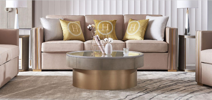 Tres plazas Diseño Acolchado Asiento Textil Sofá 3 plazas Mueble Beige Nuevo Muebles de lujo