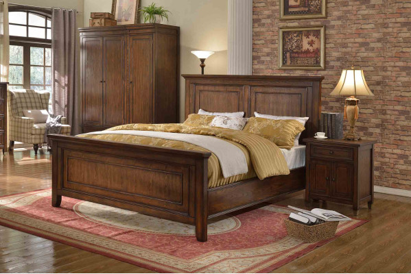 Dormitorio 3 piezas. Conjunto de mesitas de noche Set Diseño Cama de lujo Madera Cama doble nueva