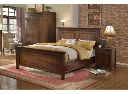 Dormitorio 3 piezas. Conjunto de mesitas de noche Set Diseño Cama de lujo Madera Cama doble nueva