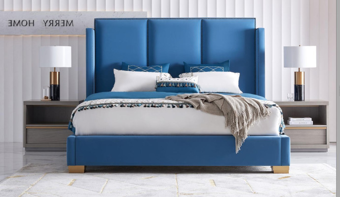 Cama de cuero 2x mesita de noche 3 piezas dormitorio Set Muebles Lujo Moderno