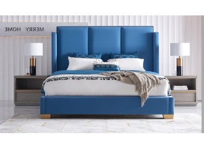Cama de cuero 2x mesita de noche 3 piezas dormitorio Set Muebles Lujo Moderno