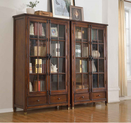 Establecer 2x gabinetes de vitrina, gabinetes de vidrio armario de vidrio, vitrina de madera.