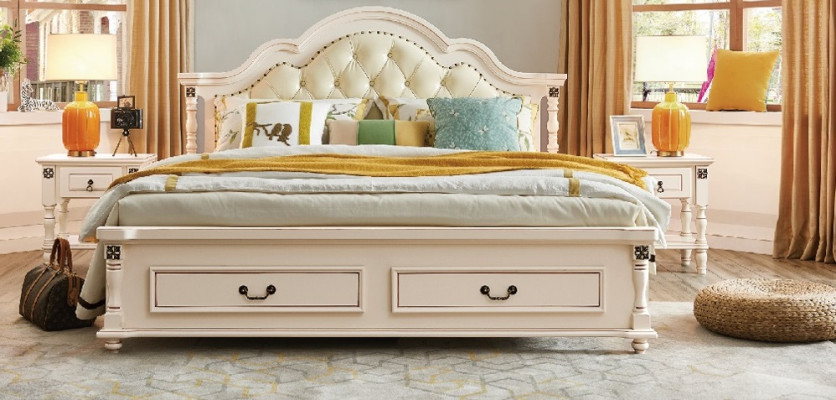 Conjunto de dormitorio cama mesita de noche armario de madera diseño 4 piezas.