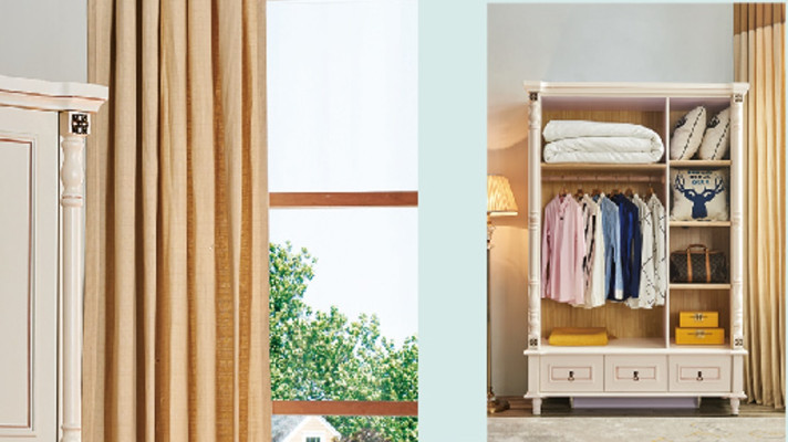 Conjunto de dormitorio cama mesita de noche armario de madera diseño 4 piezas.