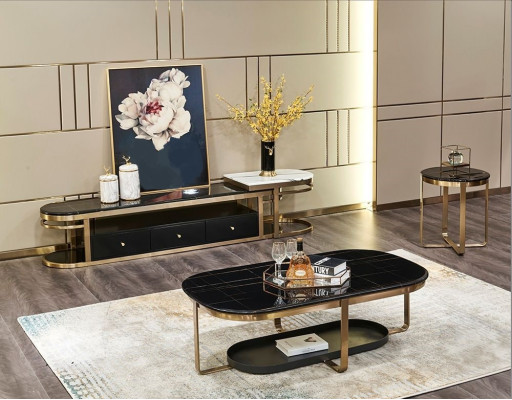 Conjunto de sala de estar Sideboard mesa auxiliar mesa de centro mesa 3 piezas completo.