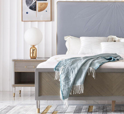 Cama de cuero cama doble gris 180x200 camas acolchadas de lujo dobles