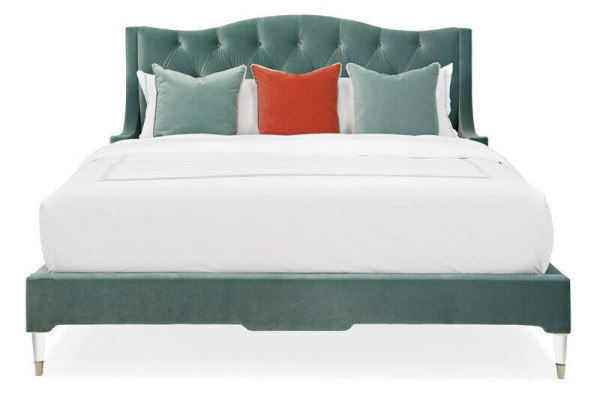 Camas Chesterfield habitación de dormir cama de cuero diseño de lujo doble hotel.