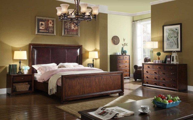 Camas de madera hotel 180x200 cm Muebles Dormitorio Cama de madera maciza Barroca