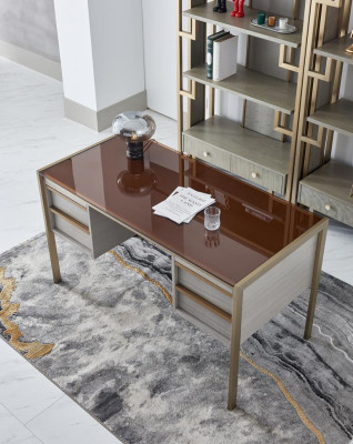Mobiliario de oficina conjunto de estilo rústico: escritorio, silla, sillón, secreter, mesa