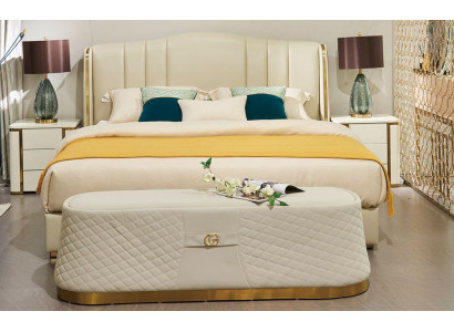 Cama Cama tapizada Diseño de dormitorio de lujo Camas Textil Cuero Estructura de cama
