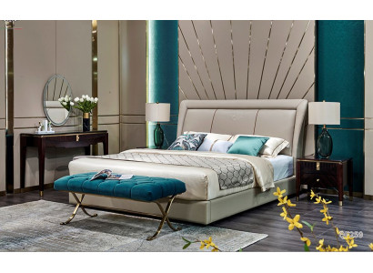 Cama Camas Acolchado Doble Matrimonio Lujo Cuero Moderno Diseñador Muebles de dormitorio