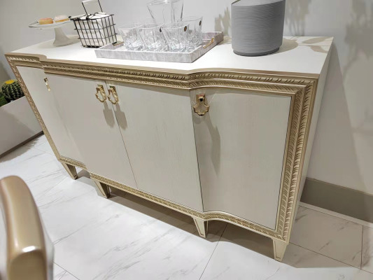 Cómoda, armario de lujo, mesa lateral baja, diseño de madera noble, consola, armario, cómoda.