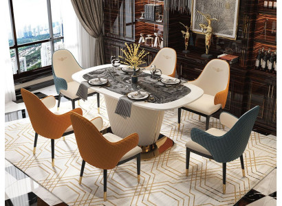 Diseño de mesa de comedor de cuero, mesa de piedra, mesas de comedor modernas muebles de 160x90.