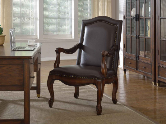 Silla de oficina de lujo, silla de jefe nueva, sillón de diseñador de cuero de madera.