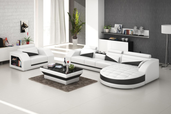 Sofá de cuero sofá conjunto de salón sofá + sillón diseño de sofá G8018E