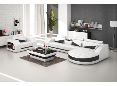 Sofá de cuero sofá conjunto de salón sofá + sillón diseño de sofá G8018E