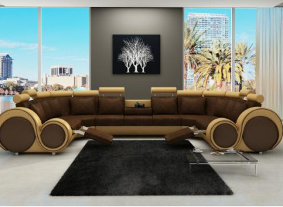 Tejido Textil Sofá Sofá de tela con USB Sofá de esquina Sofá Salón Paisaje XXL Relax Nuevo