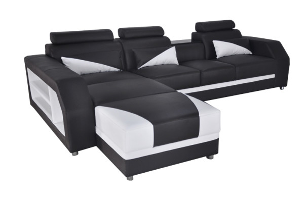 Diseño de cuero del asiento de la sala de estar del sofá de la esquina del conjunto de sofás del diseñador.