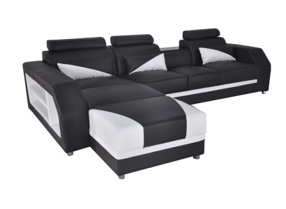 Diseño de cuero del asiento de la sala de estar del sofá de la esquina del conjunto de sofás del diseñador.