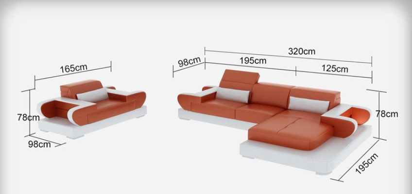 Diseño XXL Sofá grande Sofá de esquina Sofá de cuero Sillón Tapizado Paisaje de vida G8002E